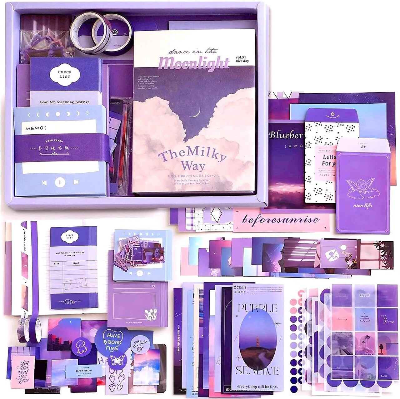 348 PCS Aesthetic Journaling Kit (Moonlight) 9.17 x 7.28 x 0.75 inches